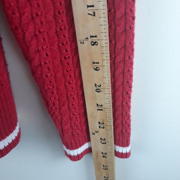 B MOSS Sweater  Attached Collar Women Large Red White Long Sleeves - Picture 9 of 11